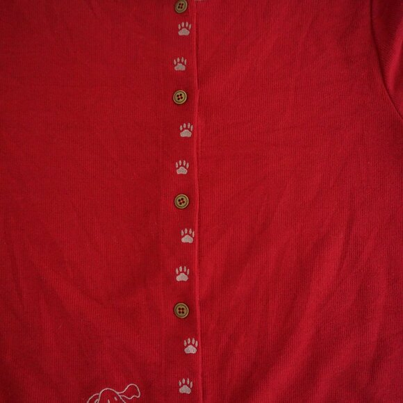 VTG CJ Banks Red Dog Embroidered Button Cardigan Whimsical Grandmacore 1X - Picture 5 of 10